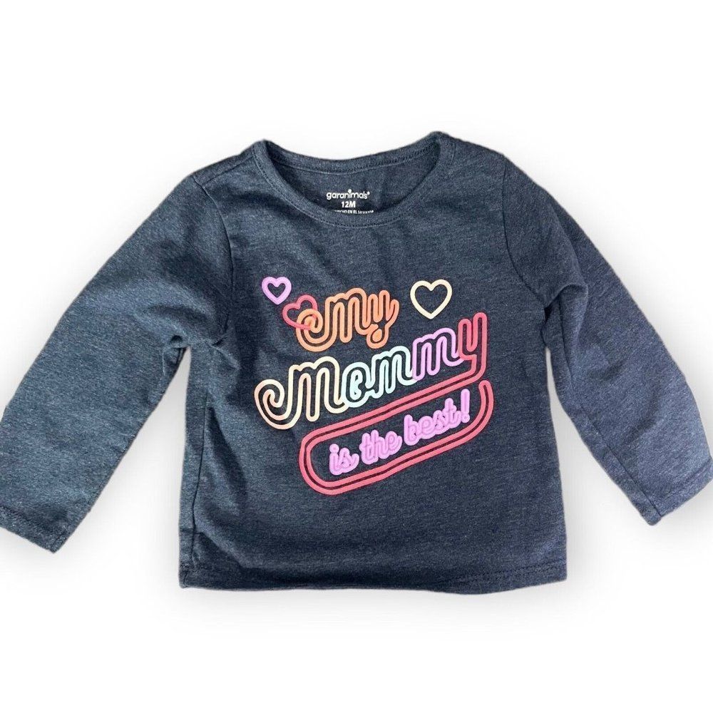 Garanimals My Mommy Is The Best Top Girl's 12 Months Gray Neon Sign Shirt Casual